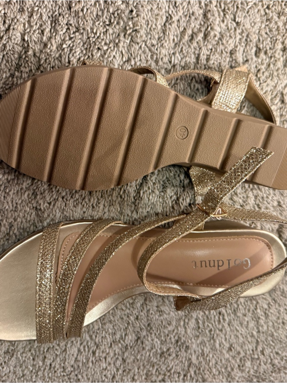 Gold Strappy Wedge Sandals with Ankle Strap — Coconuts by Matisse - Picture 6 of 8